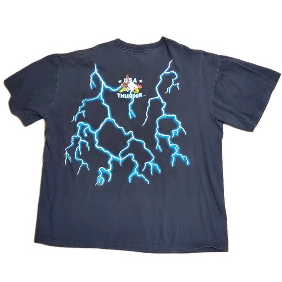 Vintage Mens Thunder Sportswear Graphic T-shirt Wolf, Motorcycle & Lightning - Picture 2 of 10